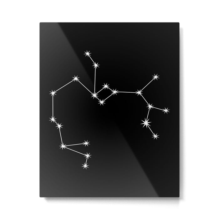 Sagittarius Zodiac Star Constellation Line Art Black Metal Print Gallery Image 1