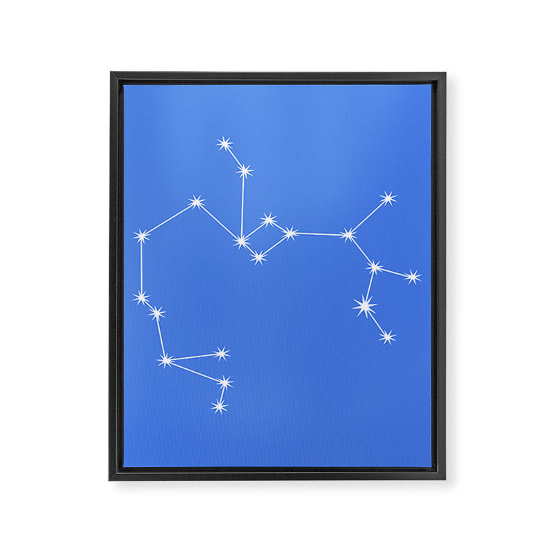 Sagittarius Zodiac Star Constellation Line Art Bright Blue Framed Canvas Print Gallery Image 8