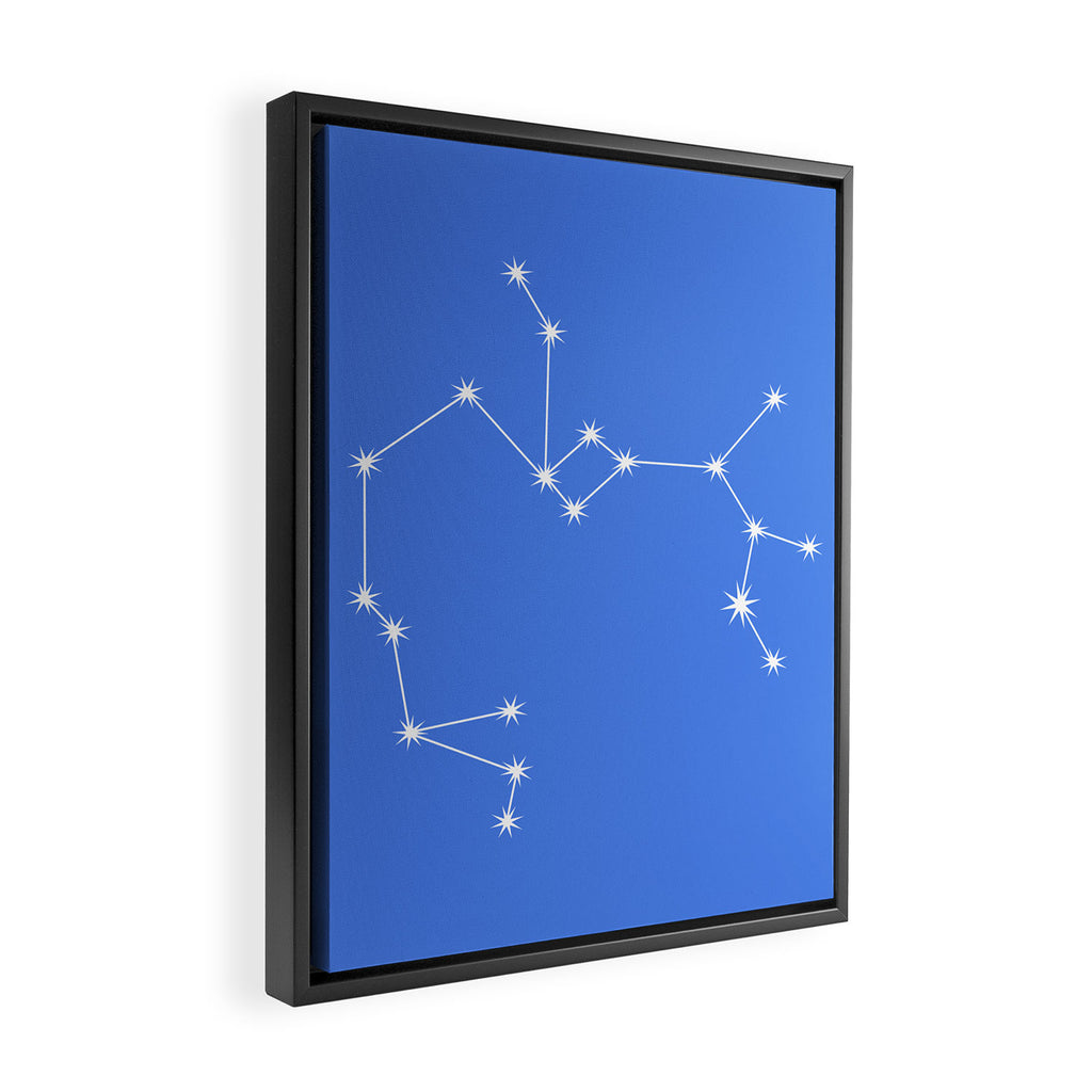 Sagittarius Zodiac Star Constellation Line Art Bright Blue Framed Canvas Print Gallery Image 2