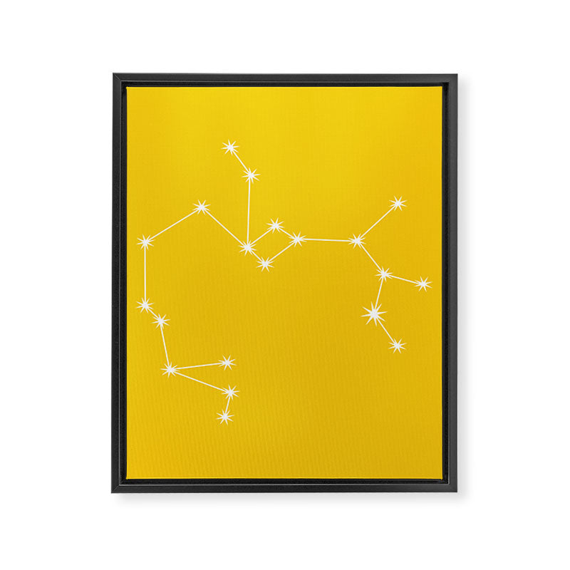 Sagittarius Zodiac Star Constellation Line Art Bright Yellow Framed Canvas Print Gallery Image 8