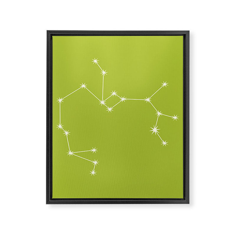 Sagittarius Zodiac Star Constellation Line Art Chartreuse Green Framed Canvas Print Gallery Image 8