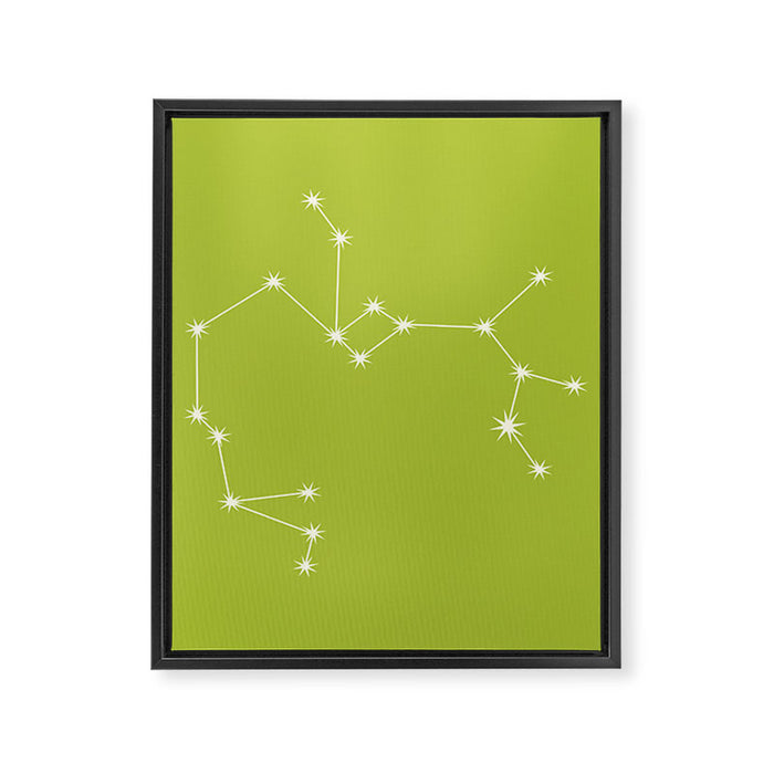 Sagittarius Zodiac Star Constellation Line Art Chartreuse Green Framed Canvas Print Gallery Image 1