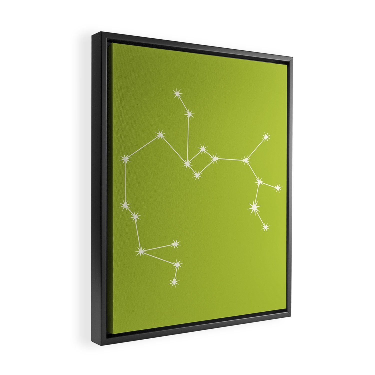 Sagittarius Zodiac Star Constellation Line Art Chartreuse Green Framed Canvas Print Gallery Image 2