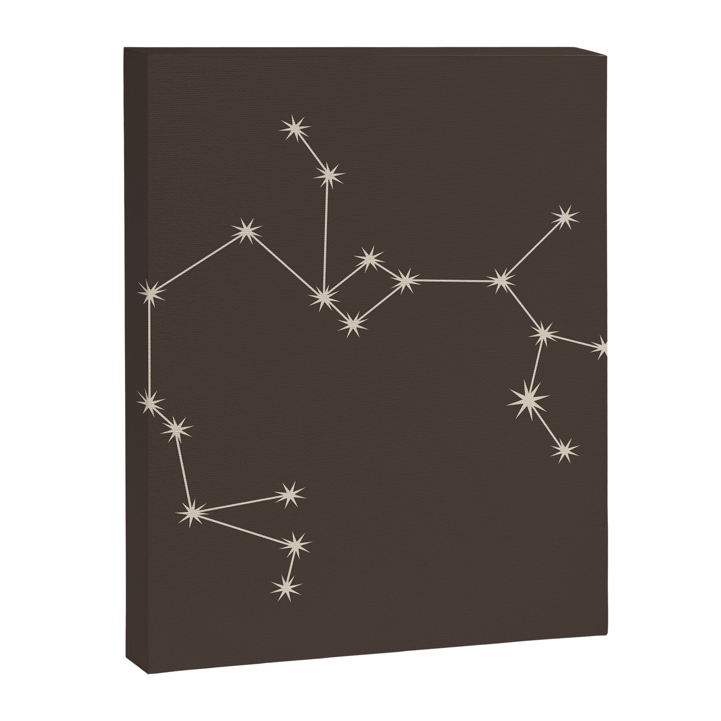 Sagittarius Zodiac Star Constellation Line Art Coffee Brown Canvas Print Gallery Image 8