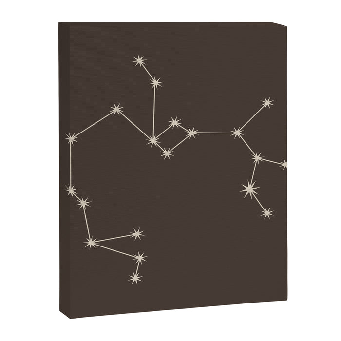 Sagittarius Zodiac Star Constellation Line Art Coffee Brown Canvas Print Gallery Image 1