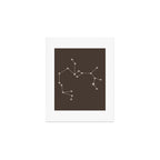 Sagittarius Zodiac Star Constellation Line Art Coffee Brown Art Print Gallery Image 1