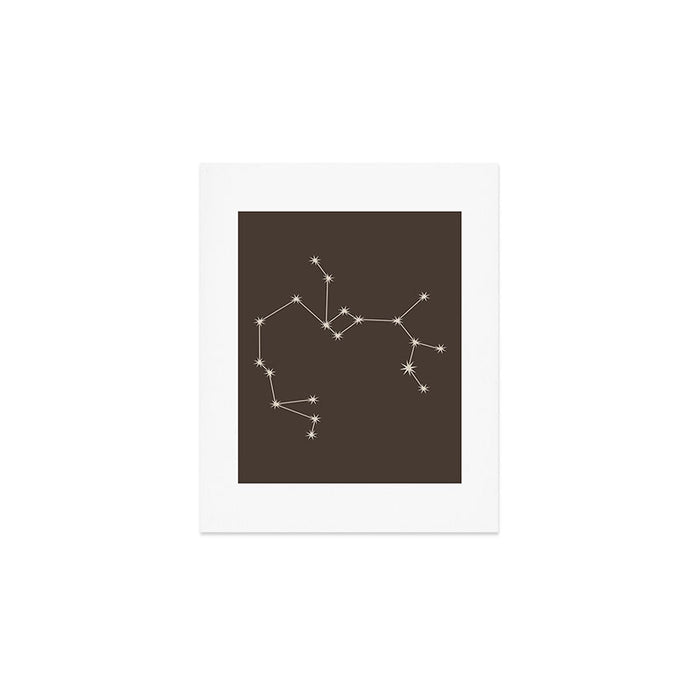 Sagittarius Zodiac Star Constellation Line Art Coffee Brown Art Print Gallery Image 1