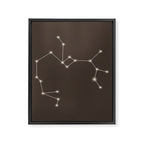 Sagittarius Zodiac Star Constellation Line Art Coffee Brown Framed Canvas Print Gallery Image 8