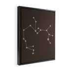 Sagittarius Zodiac Star Constellation Line Art Coffee Brown Framed Canvas Print Gallery Image 2