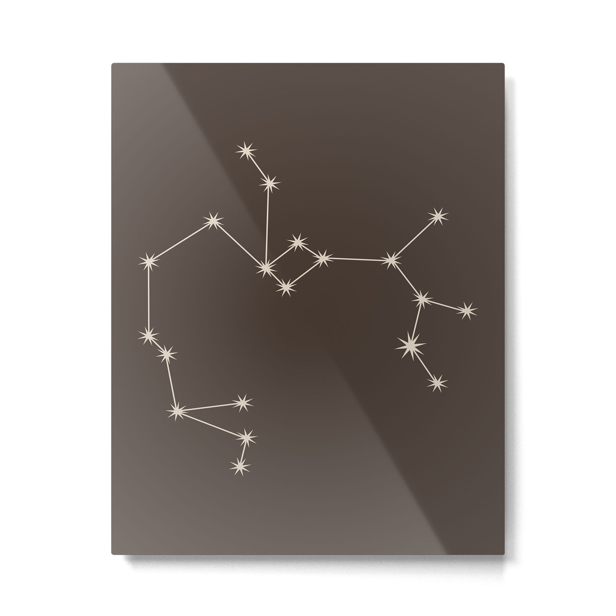 Sagittarius Zodiac Star Constellation Line Art Coffee Brown Metal Print Gallery Image 6