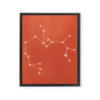 Sagittarius Zodiac Star Constellation Line Art Coral Red Framed Canvas Print Gallery Image 8
