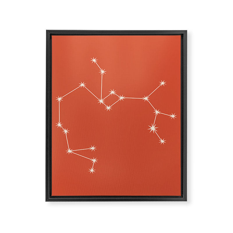 Sagittarius Zodiac Star Constellation Line Art Coral Red Framed Canvas Print Gallery Image 8