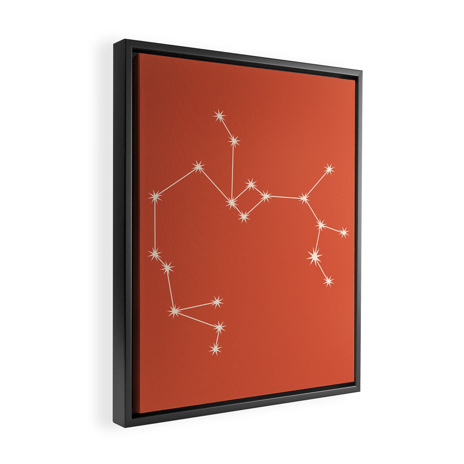 Sagittarius Zodiac Star Constellation Line Art Coral Red Framed Canvas Print Gallery Image 2