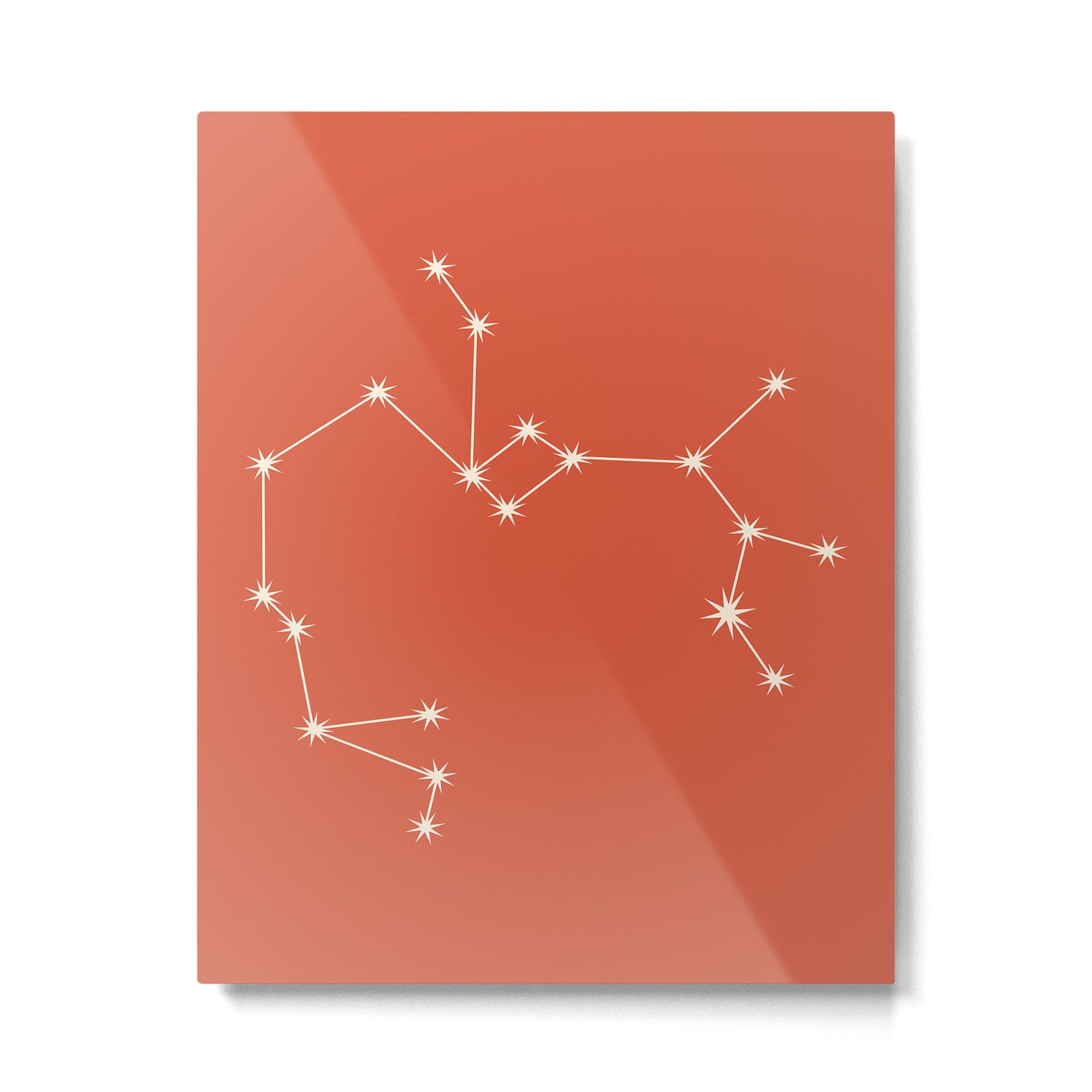 Sagittarius Zodiac Star Constellation Line Art Coral Red Metal Print Gallery Image 6