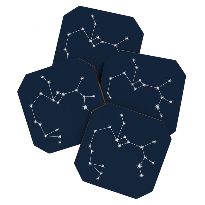Sagittarius Zodiac Star Constellation Line Art Dark Blue Coaster Gallery Image 1