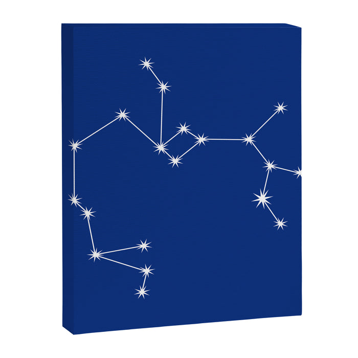Sagittarius Zodiac Star Constellation Line Art Dark Blue Canvas Print Gallery Image 1