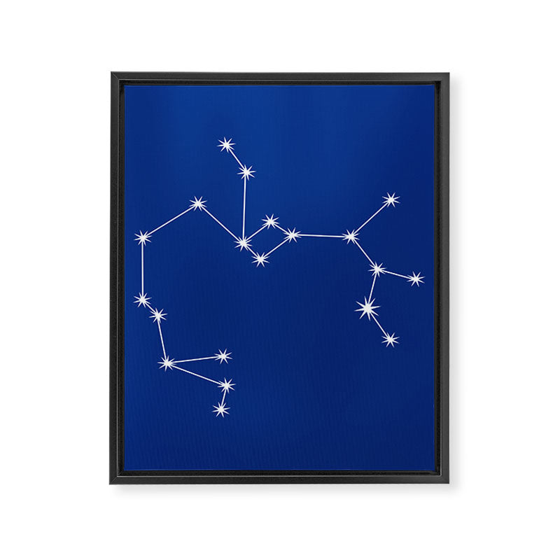 Sagittarius Zodiac Star Constellation Line Art Dark Blue Framed Canvas Print Gallery Image 8