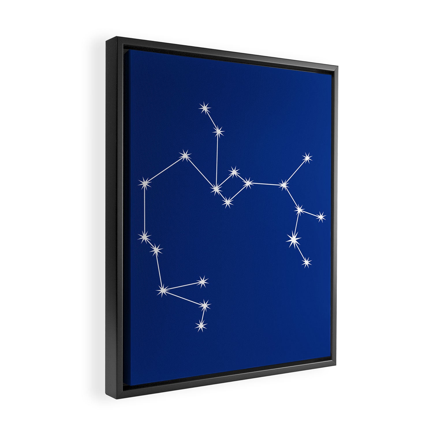 Sagittarius Zodiac Star Constellation Line Art Dark Blue Framed Canvas Print Gallery Image 2