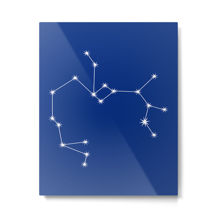 Sagittarius Zodiac Star Constellation Line Art Dark Blue Metal Print Gallery Image 1