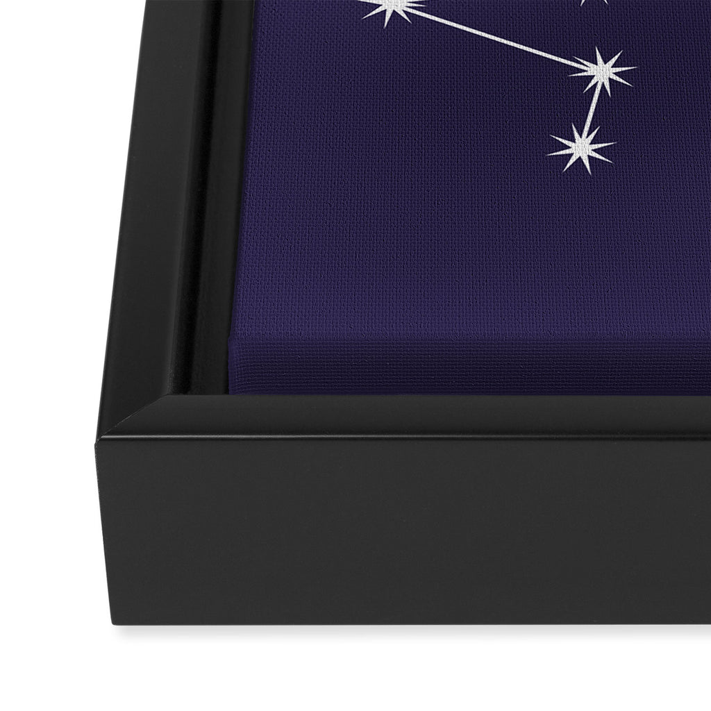 Sagittarius Zodiac Star Constellation Line Art Dark Purple Framed Canvas Print Gallery Image 3
