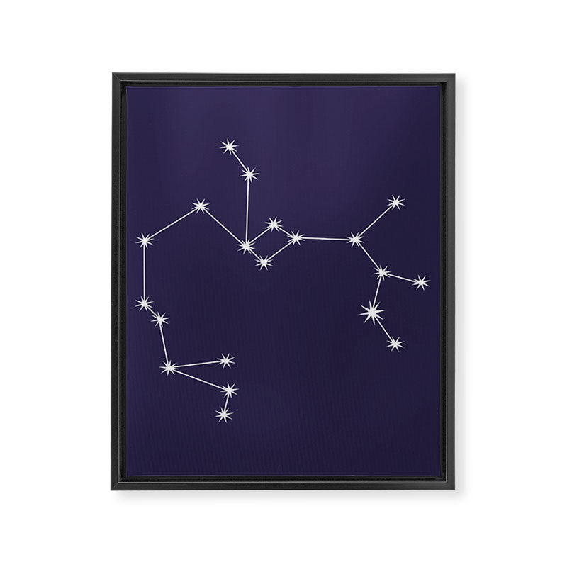 Sagittarius Zodiac Star Constellation Line Art Dark Purple Framed Canvas Print Gallery Image 8