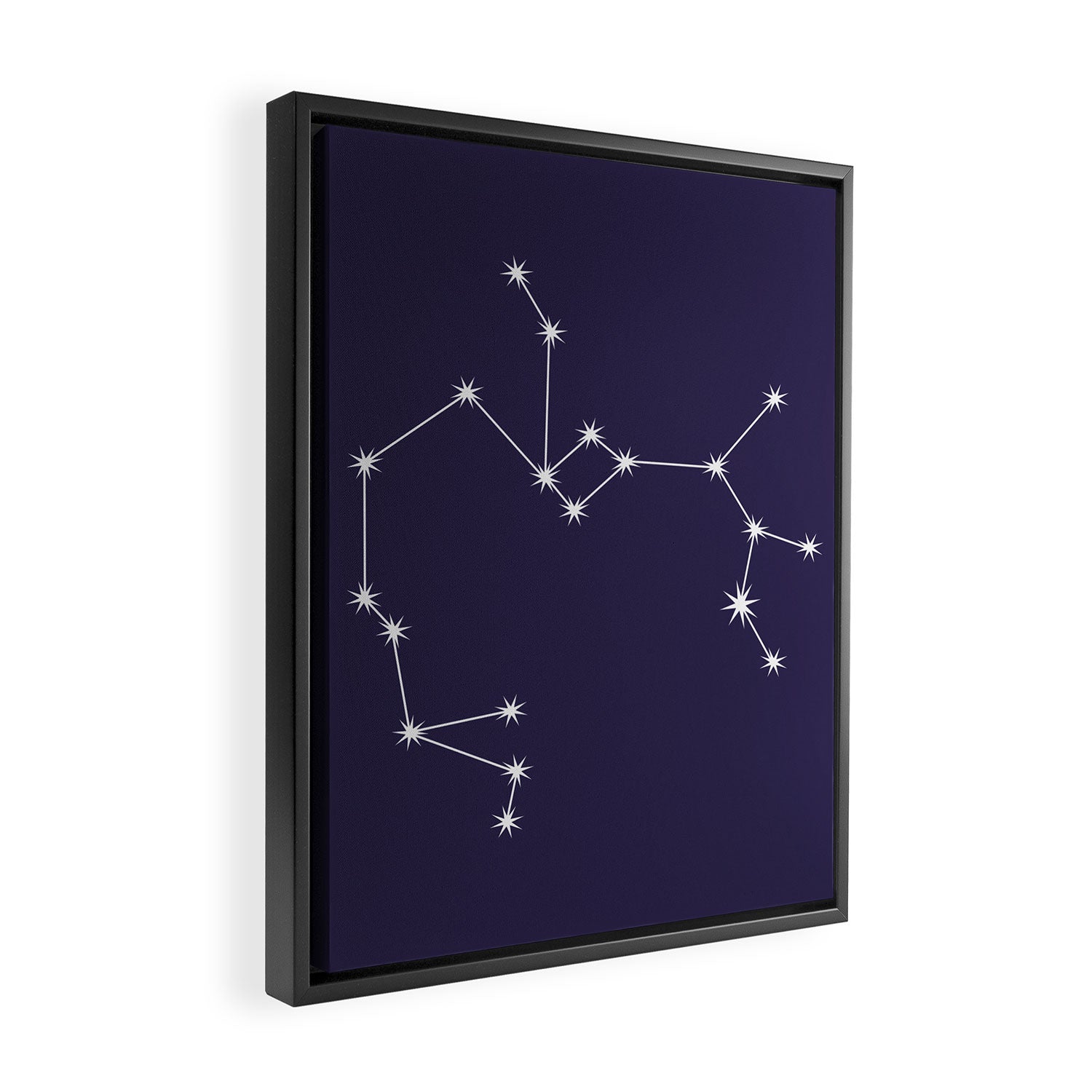 Sagittarius Zodiac Star Constellation Line Art Dark Purple Framed Canvas Print Gallery Image 2