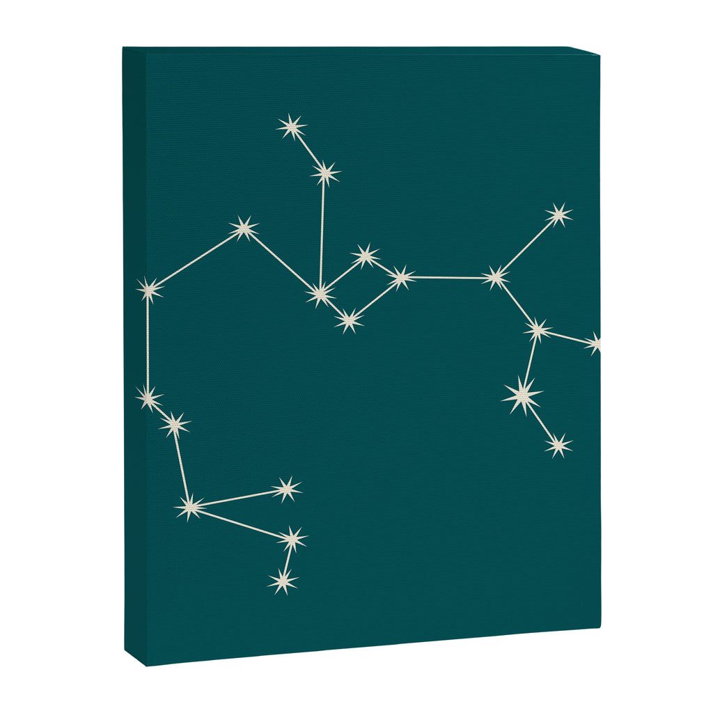 Sagittarius Zodiac Star Constellation Line Art Deep Teal Canvas Print Gallery Image 8