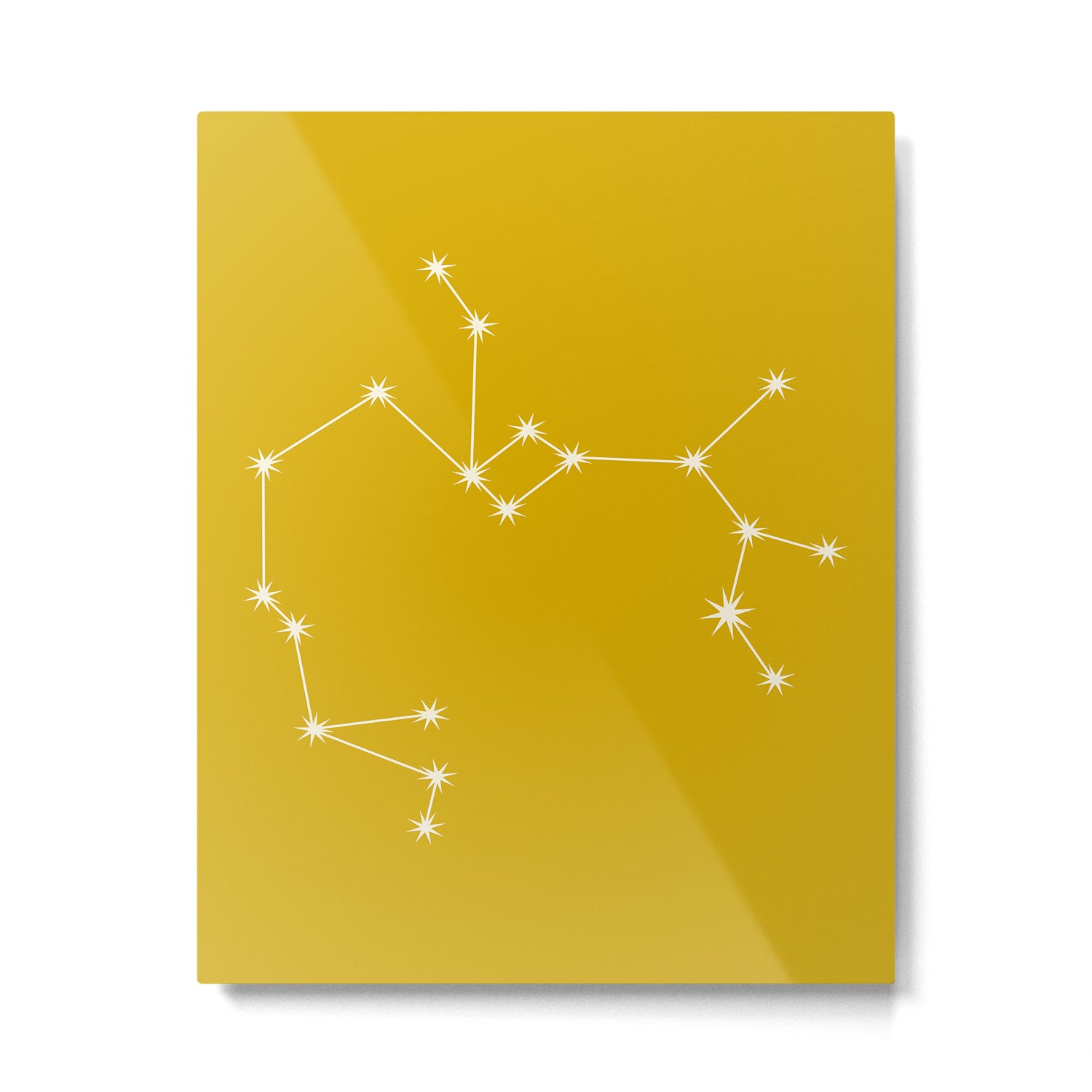 Sagittarius Zodiac Star Constellation Line Art Golden Yellow Metal Print Gallery Image 6