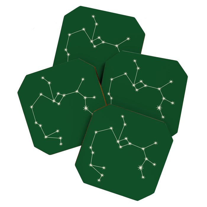 Sagittarius Zodiac Star Constellation Line Art Green Coaster Gallery Image 1