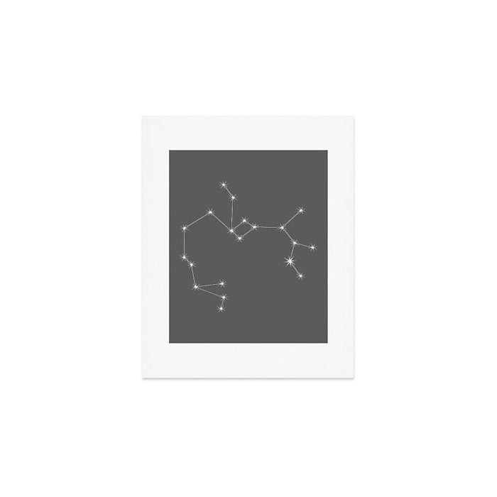 Sagittarius Zodiac Star Constellation Line Art Grey Art Print Gallery Image 1