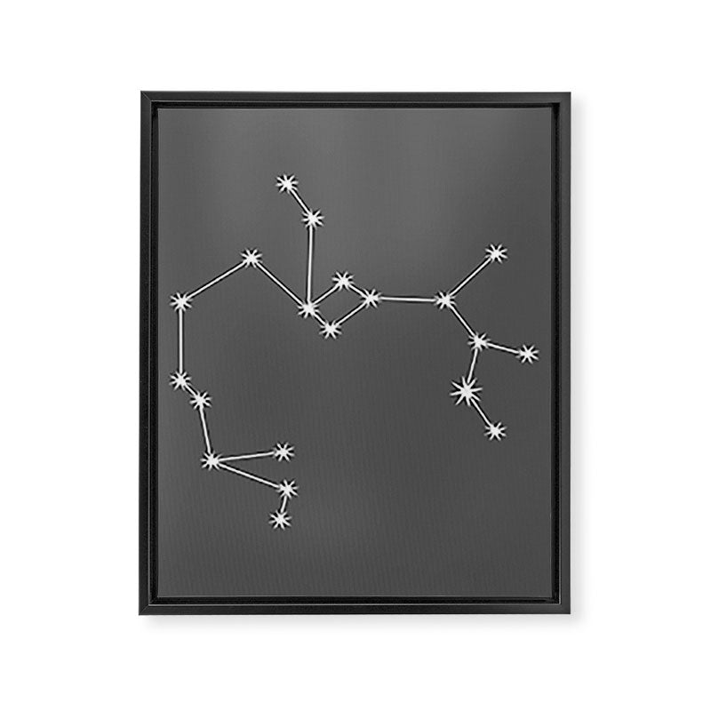 Sagittarius Zodiac Star Constellation Line Art Grey Framed Canvas Print Gallery Image 8