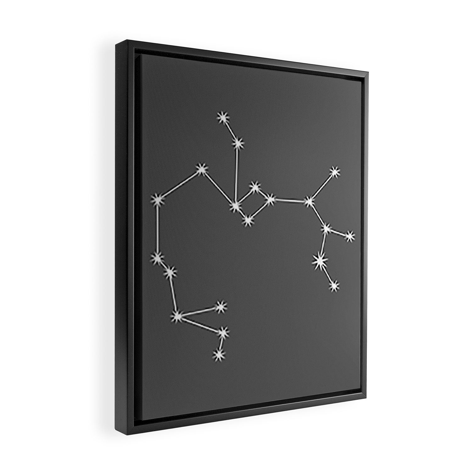 Sagittarius Zodiac Star Constellation Line Art Grey Framed Canvas Print Gallery Image 2