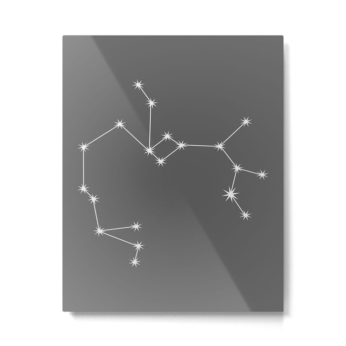 Sagittarius Zodiac Star Constellation Line Art Grey Metal Print Gallery Image 1