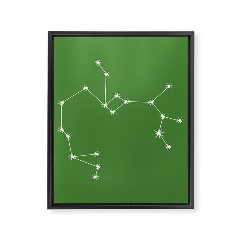 Sagittarius Zodiac Star Constellation Line Art Kelly Green Framed Canvas Print Gallery Image 8