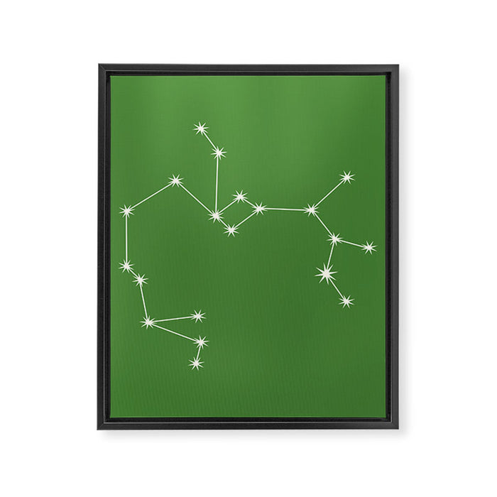 Sagittarius Zodiac Star Constellation Line Art Kelly Green Framed Canvas Print Gallery Image 1