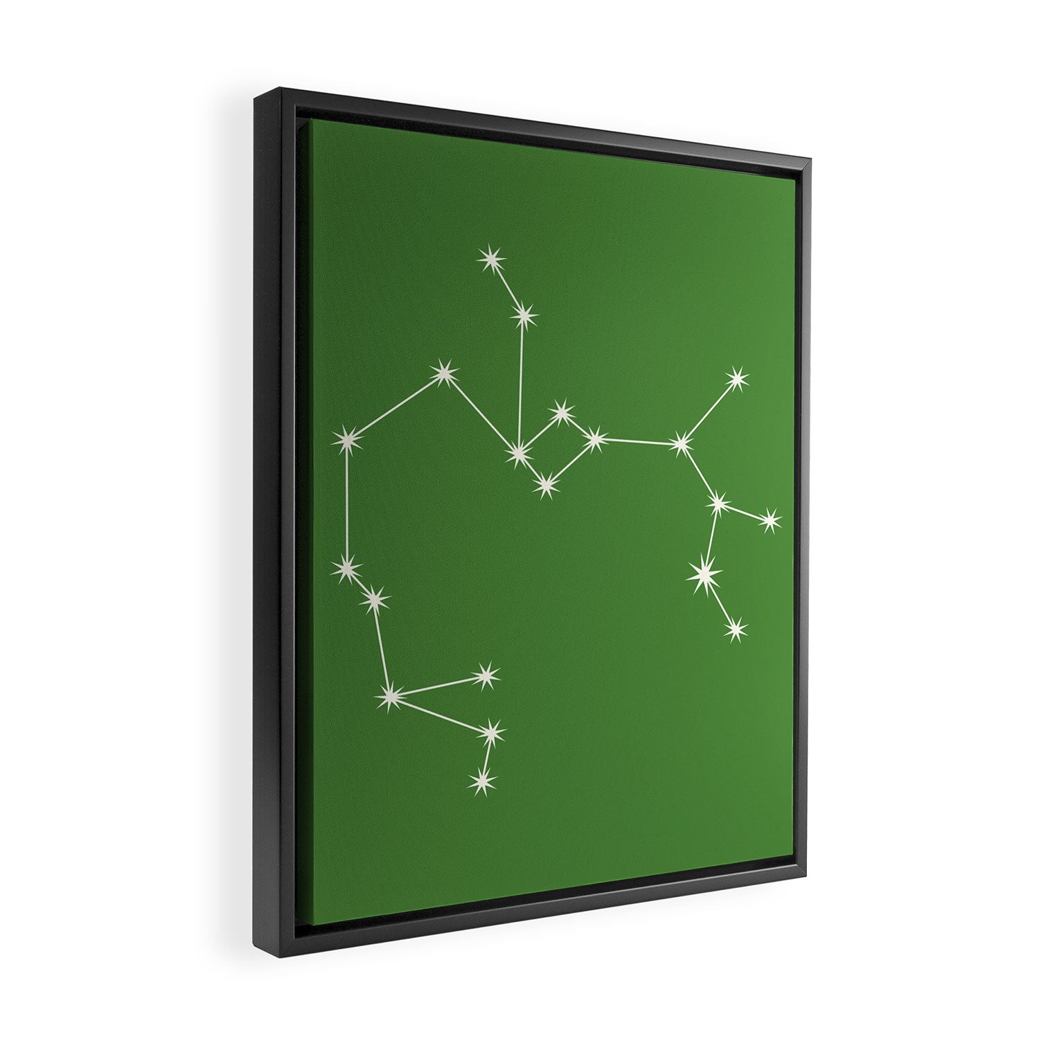 Sagittarius Zodiac Star Constellation Line Art Kelly Green Framed Canvas Print Gallery Image 2