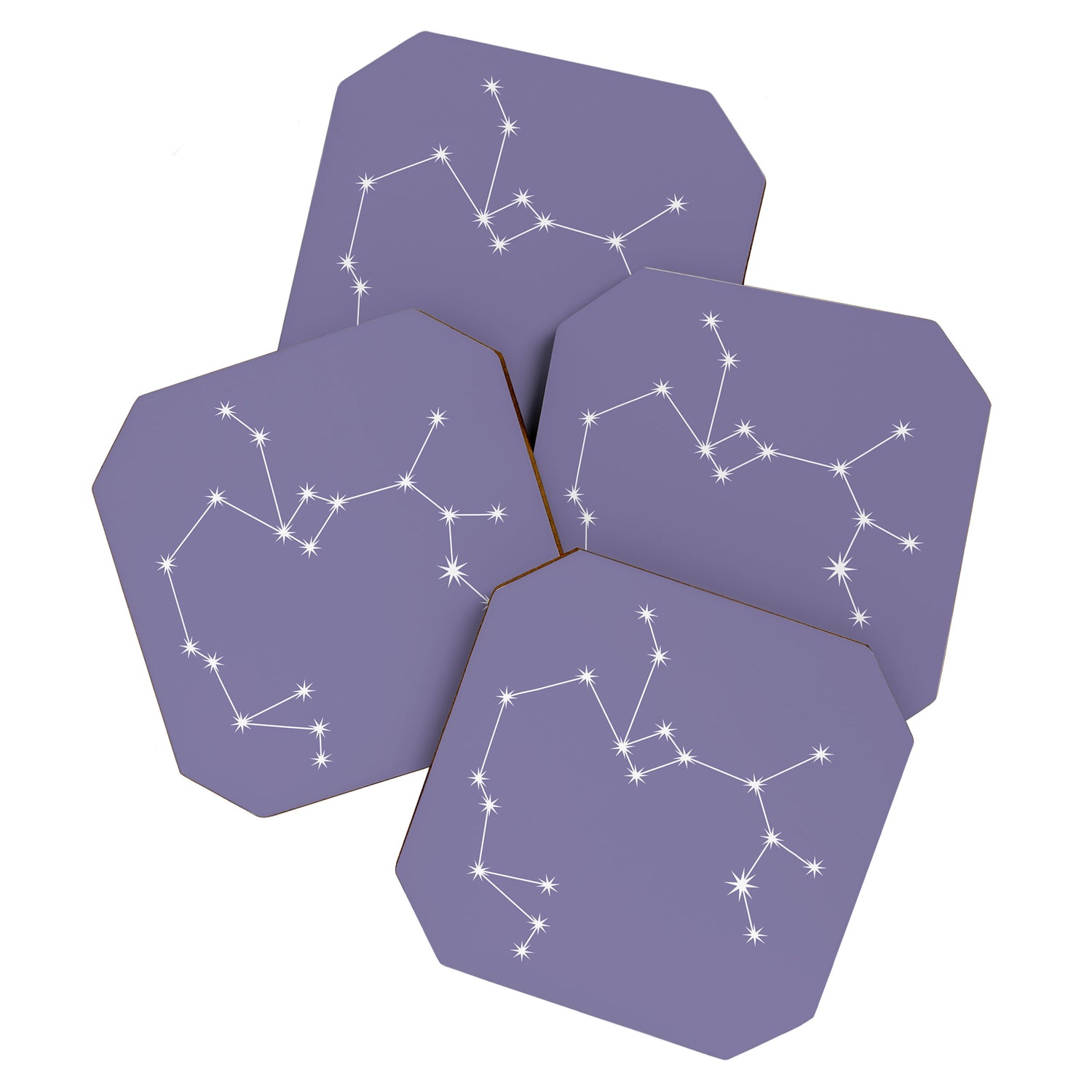 Sagittarius Zodiac Star Constellation Line Art Lavender Purple Coaster Gallery Image 1