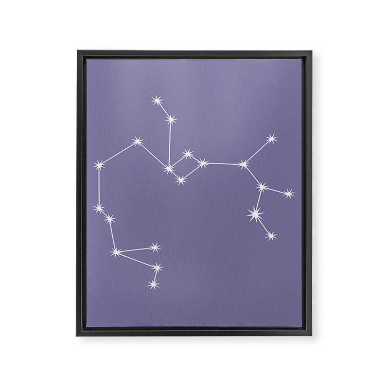 Sagittarius Zodiac Star Constellation Line Art Lavender Purple Framed Canvas Print Gallery Image 8