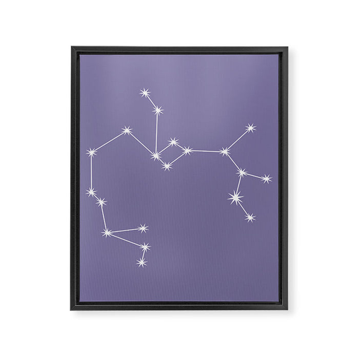 Sagittarius Zodiac Star Constellation Line Art Lavender Purple Framed Canvas Print Gallery Image 1