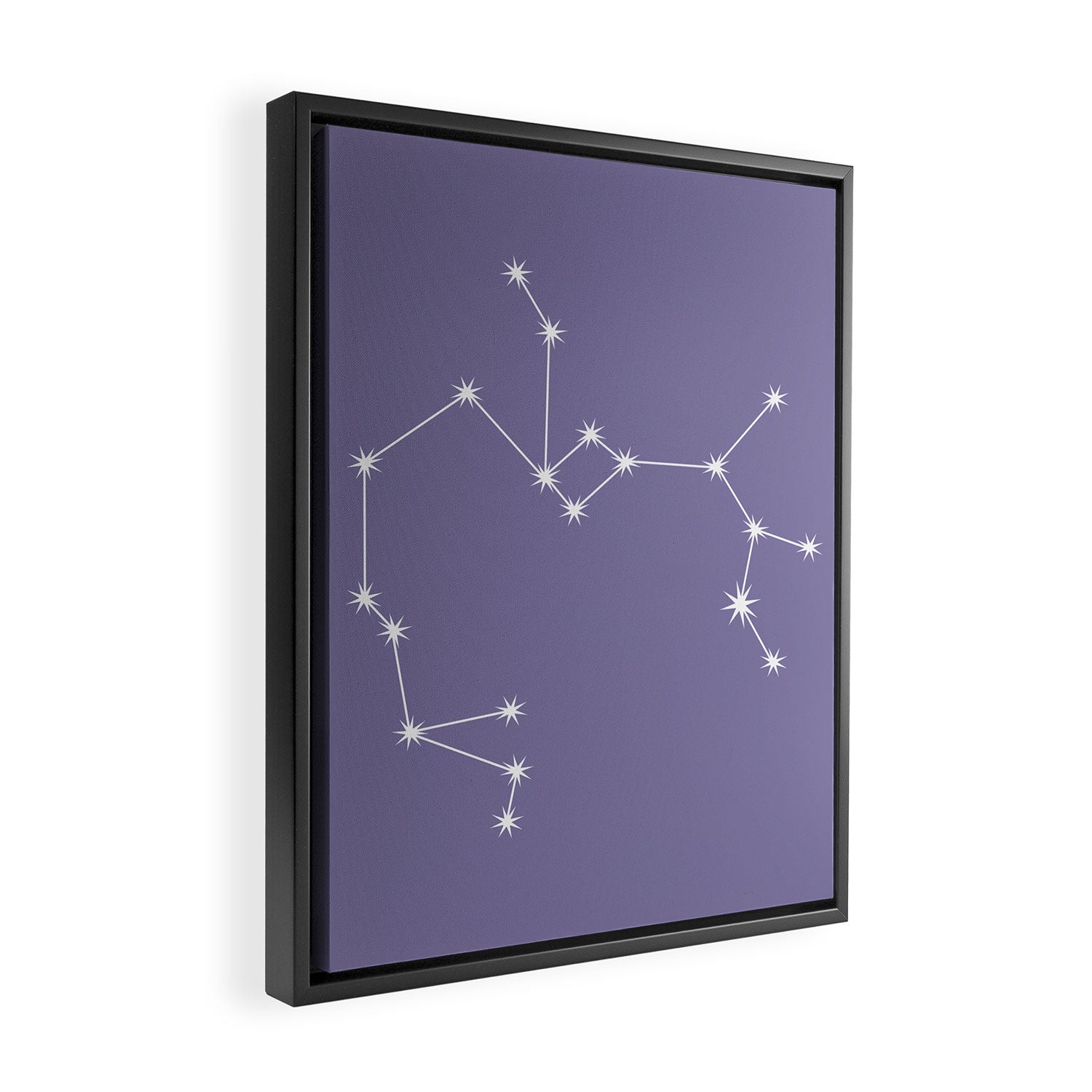 Sagittarius Zodiac Star Constellation Line Art Lavender Purple Framed Canvas Print Gallery Image 2