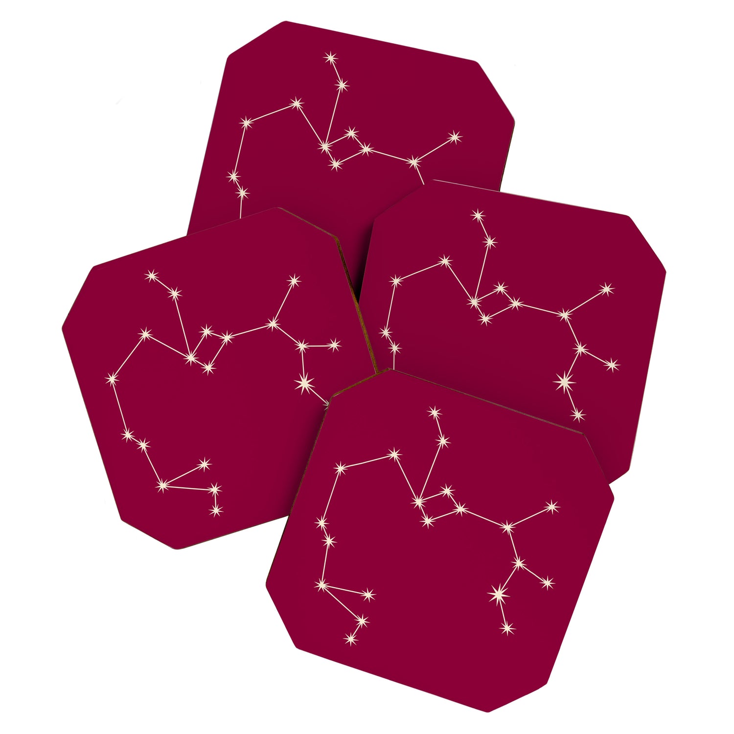 Sagittarius Zodiac Star Constellation Line Art Magenta Pink Coaster Gallery Image 1