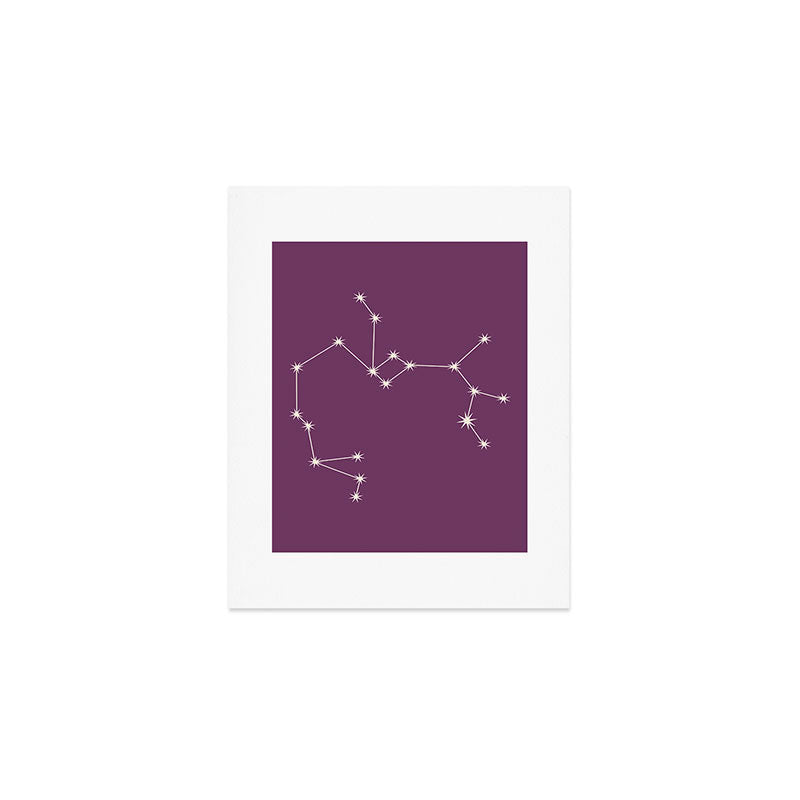 Sagittarius Zodiac Star Constellation Line Art Mauve Purple Art Print Gallery Image 1