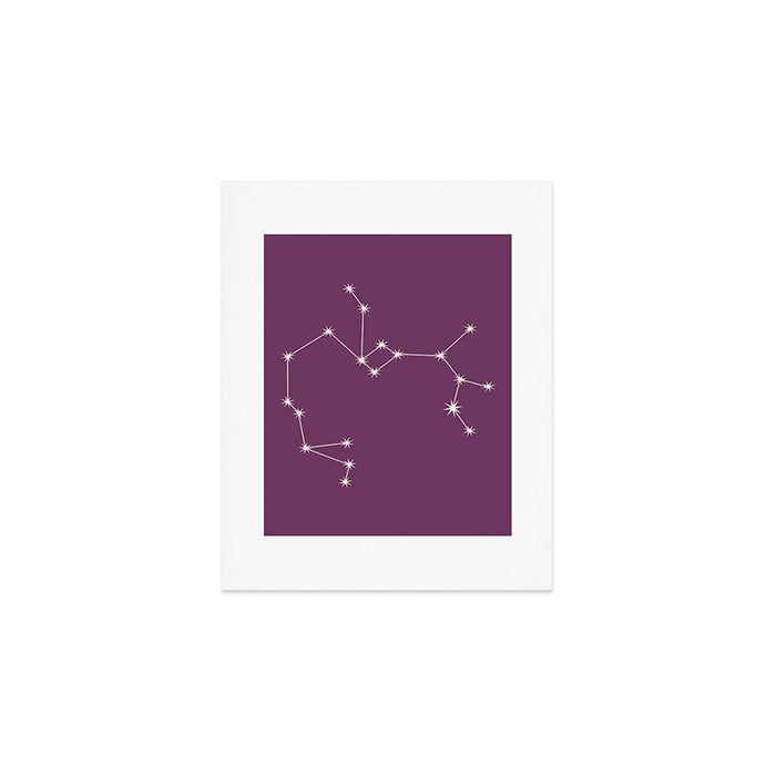 Sagittarius Zodiac Star Constellation Line Art Mauve Purple Art Print Gallery Image 1