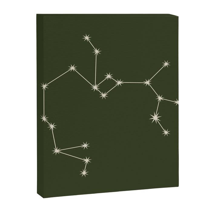 Sagittarius Zodiac Star Constellation Line Art Moss Green Canvas Print Gallery Image 1