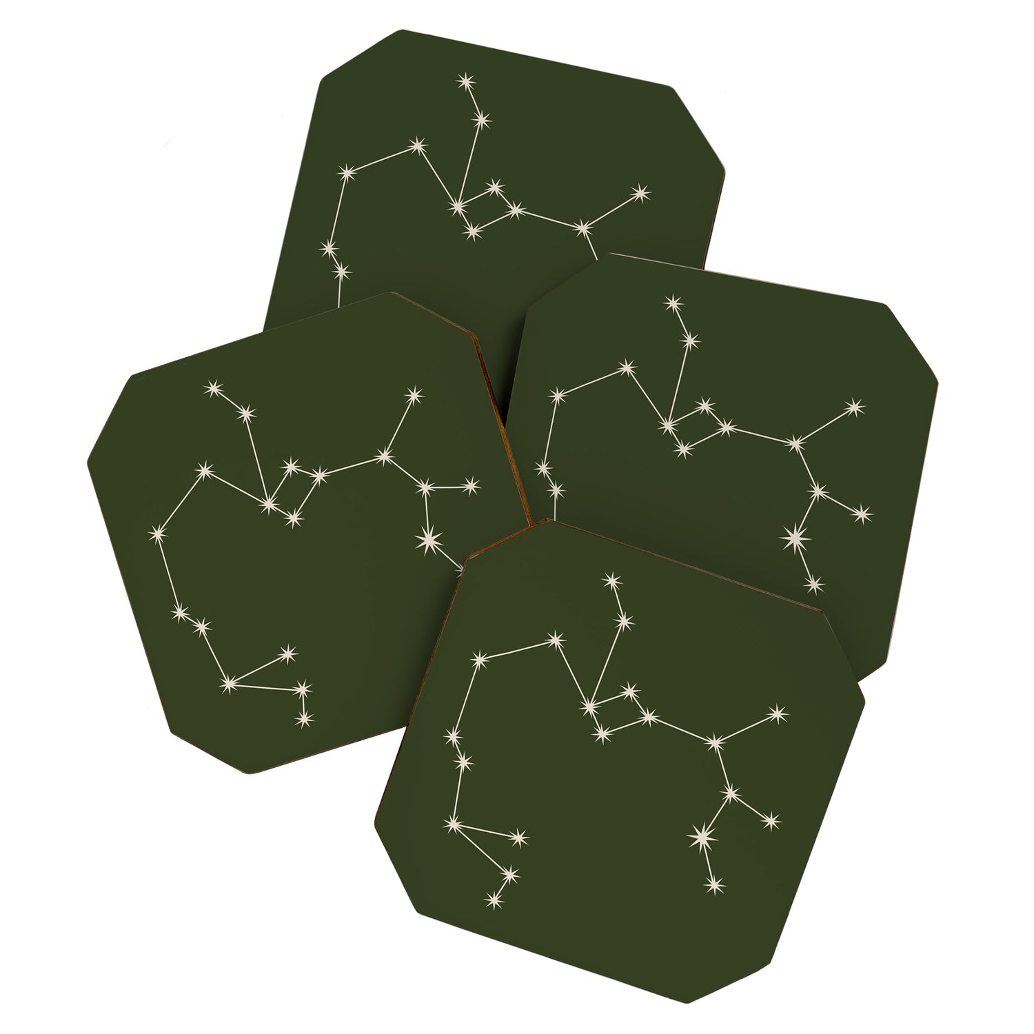 Sagittarius Zodiac Star Constellation Line Art Moss Green Coaster Gallery Image 1