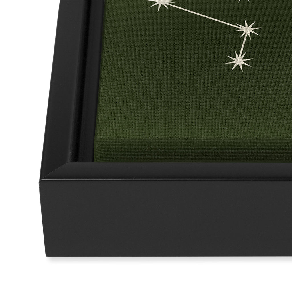 Sagittarius Zodiac Star Constellation Line Art Moss Green Framed Canvas Print Gallery Image 3