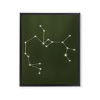Sagittarius Zodiac Star Constellation Line Art Moss Green Framed Canvas Print Gallery Image 8