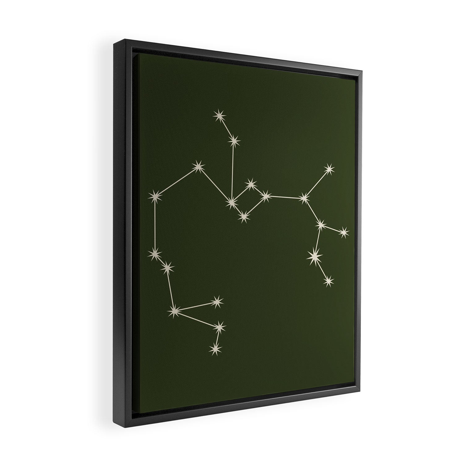 Sagittarius Zodiac Star Constellation Line Art Moss Green Framed Canvas Print Gallery Image 2