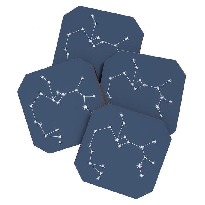 Sagittarius Zodiac Star Constellation Line Art Neutral Blue Coaster Gallery Image 1