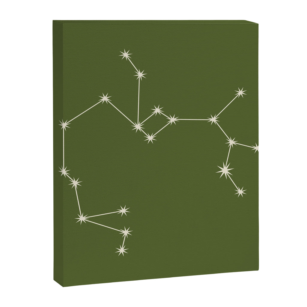 Sagittarius Zodiac Star Constellation Line Art Olive Green Canvas Print Gallery Image 8